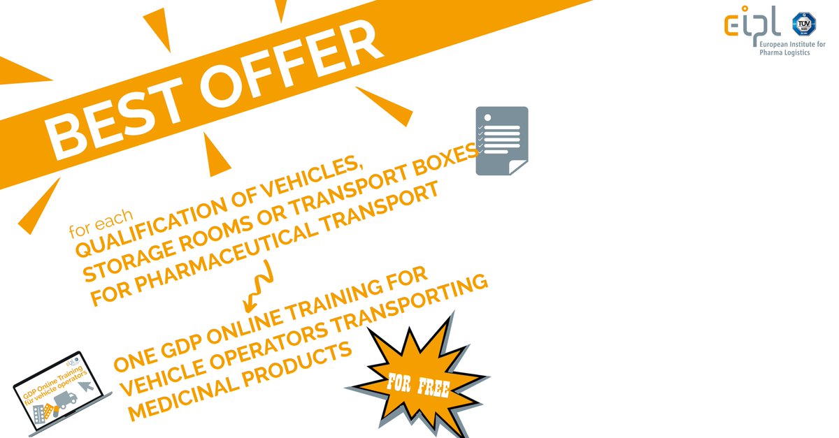 EIPLGmbH's tweet photo. 👉#Qualifiedequipment and #qualifiedstaff in a one complete package.👈

For every qualification of vehicles, storage rooms or transport boxes for pharmaceutical transport, you get one GDP online training for vehicle operators transporting medicinal products free of charge. https://t.co/tA64kIrfmP