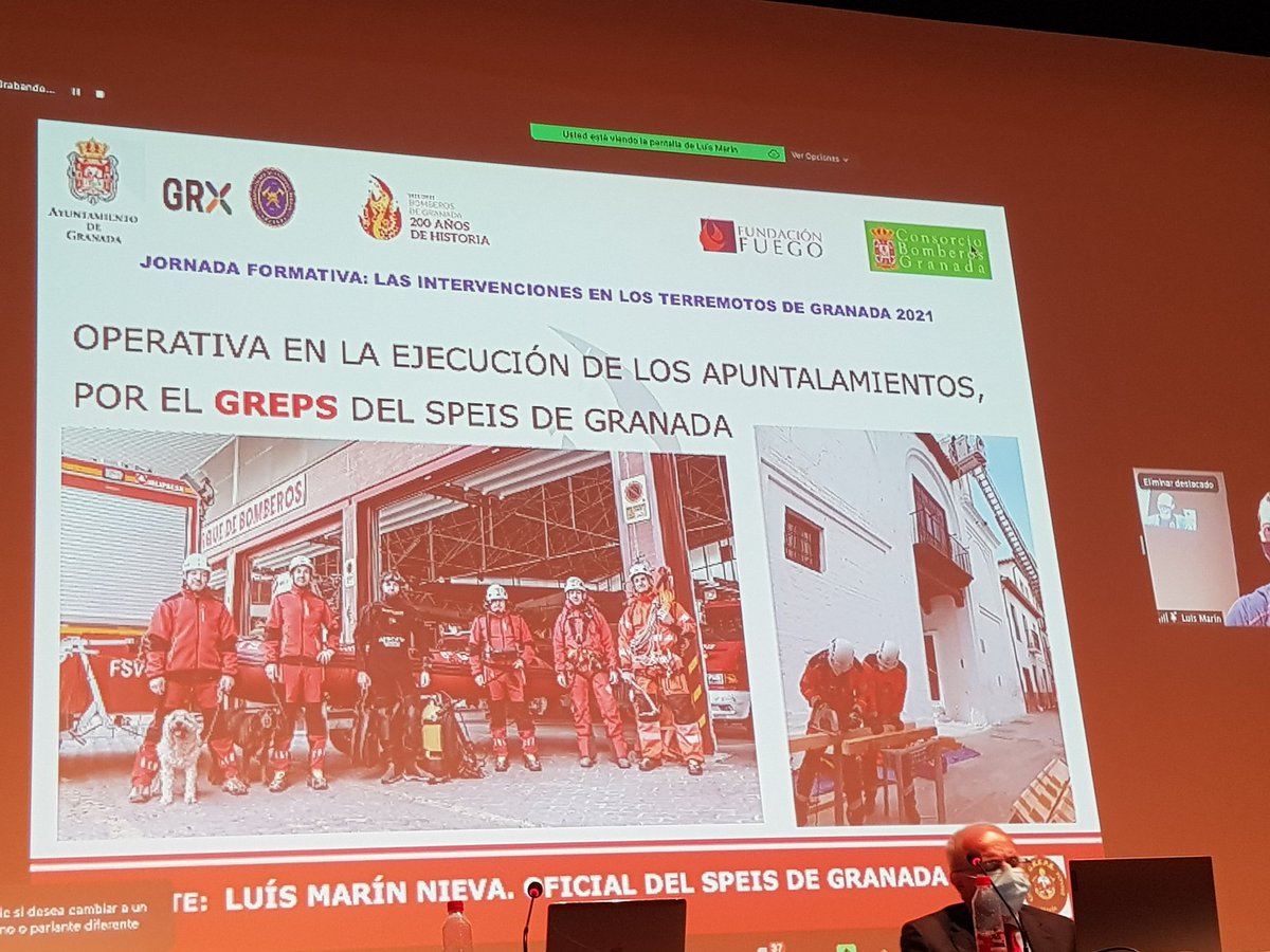EA7AAE's tweet photo. Interviene D. Luis Marín, del Grupo #GREPS de @BomberosGranada , para hablarnos de la Operativa en la ejecución de apuntalamientos. #Granada #Andalucía #112 #VOST @aytogr @SubdeGobGranada @RemerGranada @VOSTandalucia @Asvogra @Fundacion_Fuego https://t.co/4mCOaEGuYh