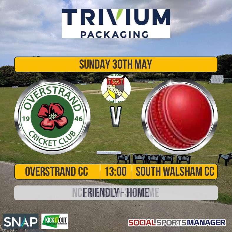 Overstrand CC (@overstrand_cc) on Twitter photo Attention turns to this weekends round of matches. On Saturday the 1s travel to <a href="/CastleRisingCC/">Castle Rising CC</a> while the 2s host Coltishall!
On Sunday we host South Walsham in a Sunday Friendly! Good luck to all involved.🏏 Attention turns to this weekends round of matches. On Saturday the 1s travel to <a href="/CastleRisingCC/">Castle Rising CC</a> while the 2s host Coltishall!
On Sunday we host South Walsham in a Sunday Friendly! Good luck to all involved.🏏