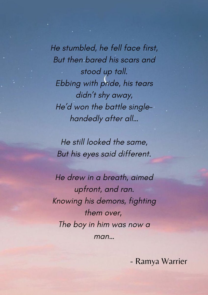 RamyaWarrier's tweet photo. I have spent a lot of my time during the lockdown writing poetry. This poem was inspired by the many stories of COVID heroes, who have lost so much during this year, yet continue to put up a brave face and keep fighting. I hope you like this poem❤️

#VForce #UNVIndia https://t.co/HLWOuqJQ6T