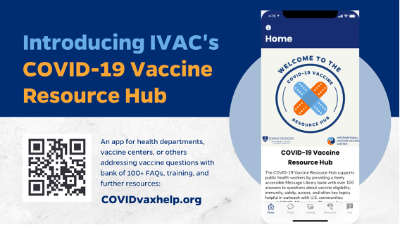 IVACtweets's tweet photo. The COVID-19 Vaccine Resource Hub is a new app developed by @IVACtweets to help public health workers support their communities by providing training modules, resources links, and answers to 100+ FAQs! Check it out at https://t.co/Cndc8RJE8R  ⤵️ https://t.co/asrDPyEz6a