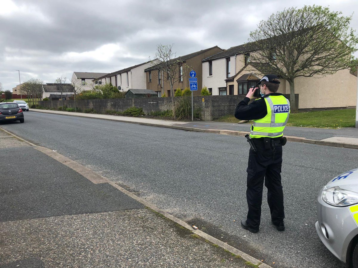 PSOSAbershire's tweet photo. #PeterheadCPT officers involved in #OperationCedar today have charged a driver and warned others following community complaints of speeding in the area. Here in Meethill Road #Peterhead officers recieved positive comments for checking drivers. #RoadSafety https://t.co/00pu7hVtCa