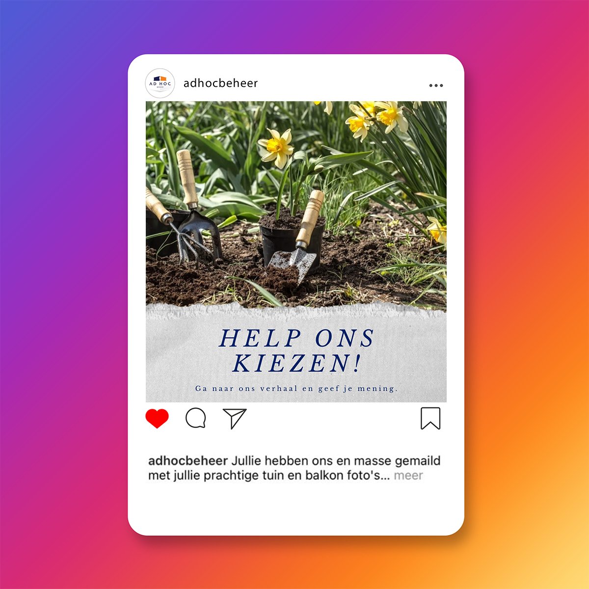 Om een Intratuin bon van €50,- te winnen via onze lenteactie hebben onze Ad Hoc’ers voor en na foto’s van hun buitenruimtes naar ons toegestuurd. Nu vragen we iedereen om ons een handje te helpen met het kiezen!

Stem jij ook mee?
👉 instagram.com/adhocbeheer

#adhoclenteactie