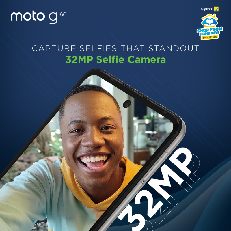motorolaindia's tweet photo. Here's another chance for you to #GoBeyond with #motog60's most affordable rear 108MP + Highest 32MP Selfie Camera, SnapdragonTM 732G & more! Head to @Flipkart's #ShopFromHomeDays sale to avail instant 10% off using HDFC bank credit cards & EMI transactions.