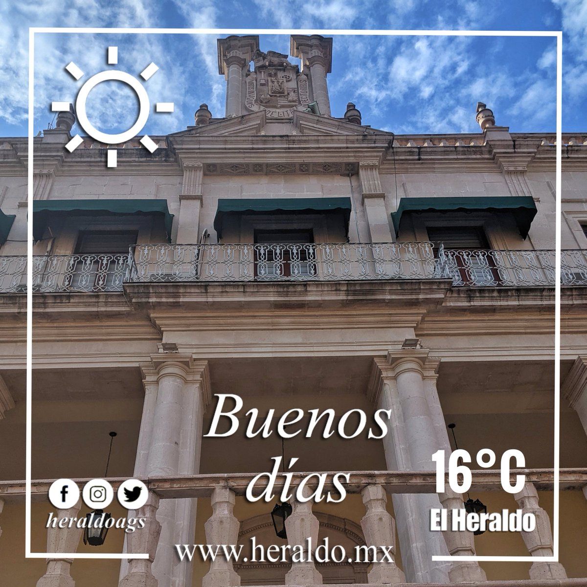 heraldoags's tweet photo. ¡Buen día, #Aguascalientes!
Este jueves, nuestra ciudad despierta ya con 16°C, por la tarde el termómetro alcanzará 34°C, sin pronóstico de lluvia.
¡Protégete del sol e hidrátate adecuadamente!
📷 Heraldo https://t.co/0z9lmaMqqA