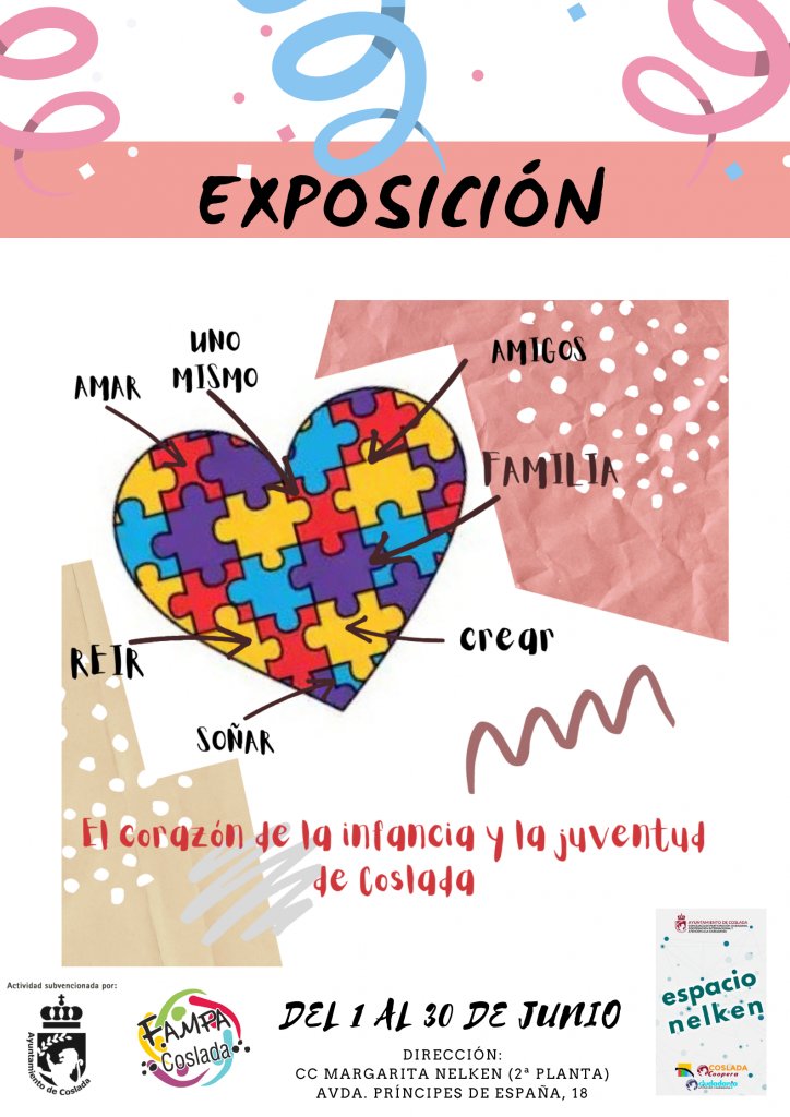 Ayto_Coslada's tweet photo. ASOCIACIONES | ❤️🧡💛💚💙💜 Exposición 'El corazón de la Infancia y la Juventud en #Coslada', organizada por la @FAMPA_Coslada 

🗓️ Del 1⃣ al 3⃣0⃣ de junio en el #EspacioNelken, Centro Cultural Margarita Nelken, 2ª planta, Avd. Príncipes de España 18, Metro La Rambla, #Coslada https://t.co/tRFqqQA6Lz
