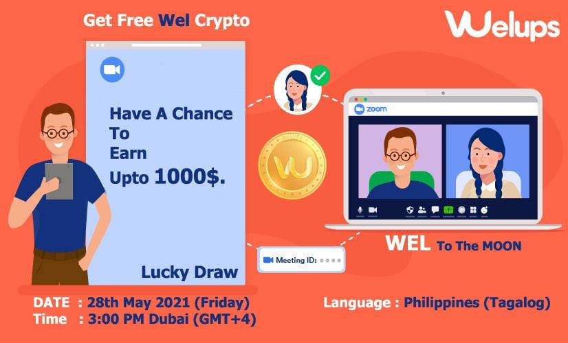 IndiaWelups's tweet photo. Language : Philippines 
 🗓 Schedule: 3 p.m. Dubai (GMT+4), Friday : 28th May 2021
 🔔 Zoom link: https://t.co/RxJncrGI5X...
 🔔 Zoom ID: 268 682 6868 Password: 686868
#Welups #Wel #Welcoin  #WelToken #Blockchain #Crypto #NFT #ToTheMoon #1Dollar #Uk #China #korean  #Philippines https://t.co/jNxgVoq1sC