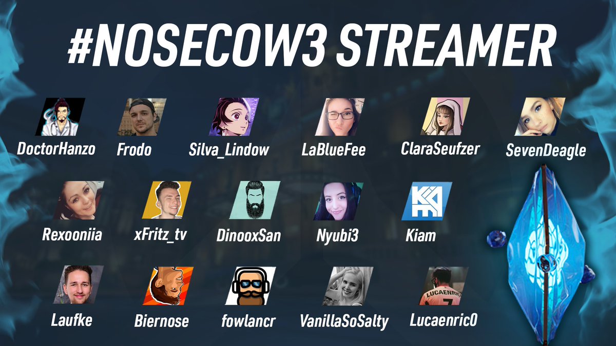 Noserino_'s tweet photo. 🚨 DAS SIND DIE STREAMER FÜR DAS NÄCHSTE #NOSECOW TURNIER! 🚨

Ich freue mich schon sehr auf die spannenden Matches! 🎉

Außerdem sieht so unsere Zusammenstellung der Teams aus ⤵️

Alles weitere im Discord! - https://t.co/dndcgFwMVR https://t.co/JPXwgpf3Fq