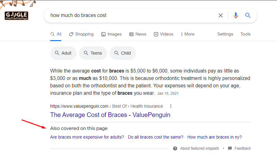 SEOBizWorld's tweet photo. #Update As part of the featured snippet @Google is showing "Also covered on this page with w/links" to deeper content using scroll-to-text highlighting.
#Google #GoogleUpdate #FeaturedSnippet #AlsoCovered https://t.co/1YMbvkpBzX