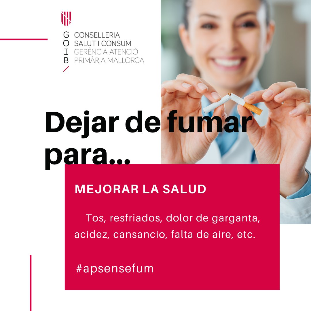 Has pensat en deixar de fumar🤔⁉

#APalTeuCostat 👁Guia d'autoajuda per deixar de fumar👉mtr.cool/iyugzuglas

#APSenseFum 🚭 <a href="/SalutGOIB/">Conselleria de Salut</a> <a href="/ibsalut/">Servei de Salut de les Illes Balears (IB-SALUT)</a>
