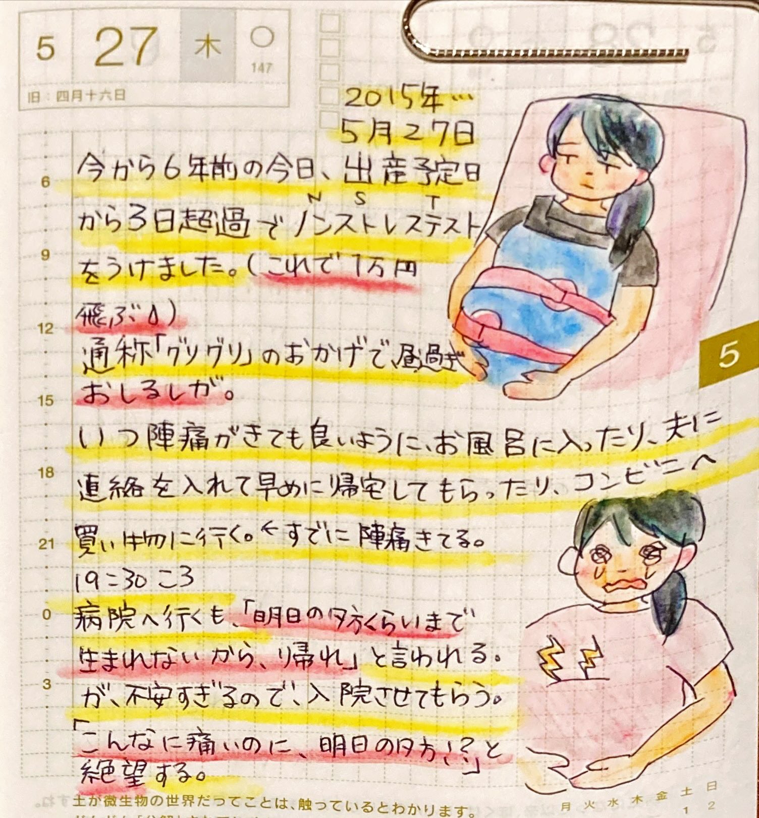 植村真子 絵本と似顔絵のうえむ 日記というか かなり前の回想になります 明日で息子が生まれて6年 母になって6年 んーーー早い 昨日のことのように覚えています 植村絵日記 育児イラスト 成長記録 親バカ部 イラスト ほぼ日手帳 Nst 陣痛