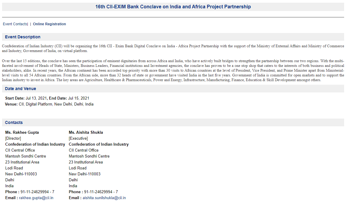 india_nigeria's tweet photo. 16th CII-Exim Bank Digital Conclave on India-Africa Project Partnership, a major event to strengthen our partnership with Africa, will be organized from 13-15 July by @followCII with support of @MEAIndia &amp; @DoC_GoI. We look forward to wide participation.

https://t.co/8wiX13mn1c https://t.co/ous1ARlhHM