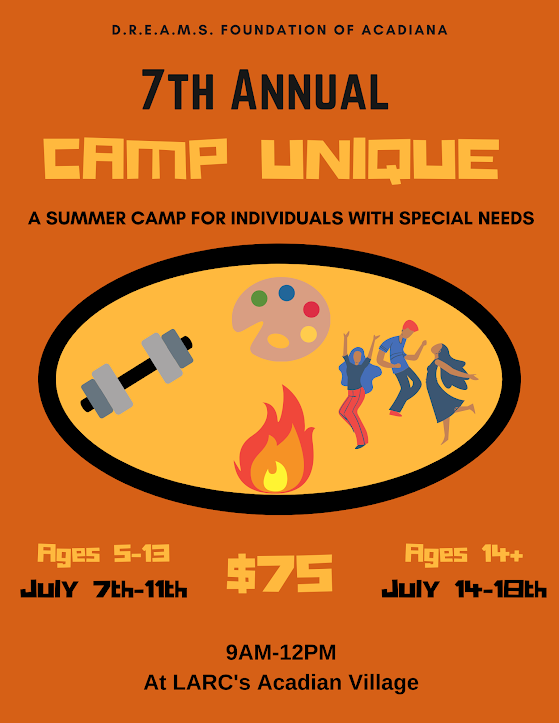 dreamsfound's tweet image. Every summer, the D.R.E.A.M.S. Foundation of Acadiana hosts the greatest camp of all: Camp Unique! It is suited for individuals with special needs.
Register via our website: dreamsfoundationaca.org 
#summercamp #inclusionmatters #inclusion #specialneeds #summertime #funinthesun