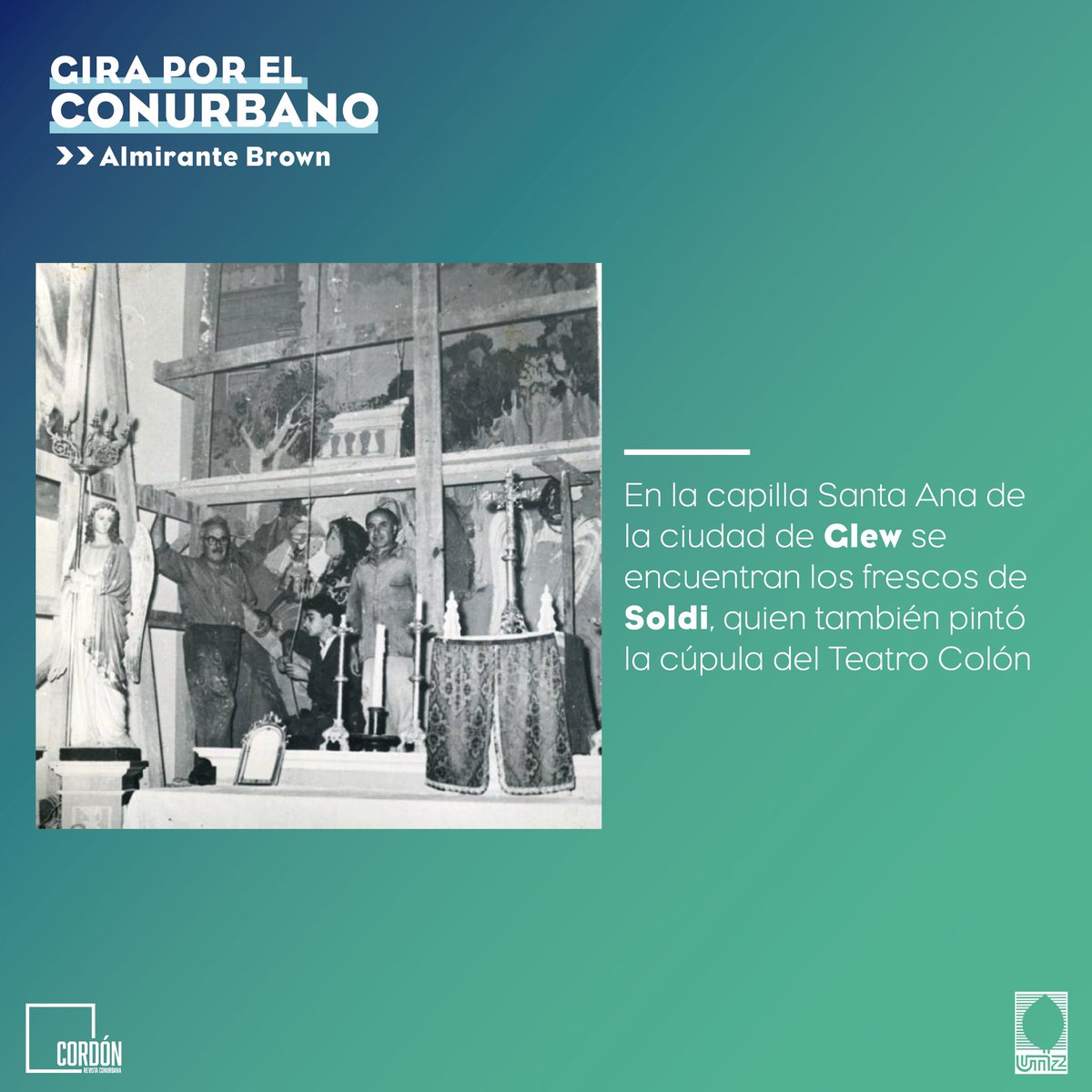 UNLZoficial's tweet photo. 🎨En la capilla Santa Ana de la ciudad de Glew se encuentran los frescos de Soldi, artista plástico argentino reconocido internacionalmente. Entre sus obras se encuentra la cúpula del Teatro Colón y los murales Santa Ana, pintados durante 23 veranos. https://t.co/lK7pD1ialo
