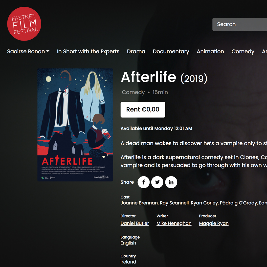 Afterlife_Short's tweet photo. Afterlife is screening all this weekend at the @FastnetFilmFest in amongst a phenomenal collection of shorts π½οΈ from across the globe πβ‘οΈ
They're all free to watch until Monday!
https://t.co/JE0Q9r2HcF
#irishfilm #shortfilm #fastnetfilmfest
#filmireland #FillumChat #vampires https://t.co/NVP0c4CwCV