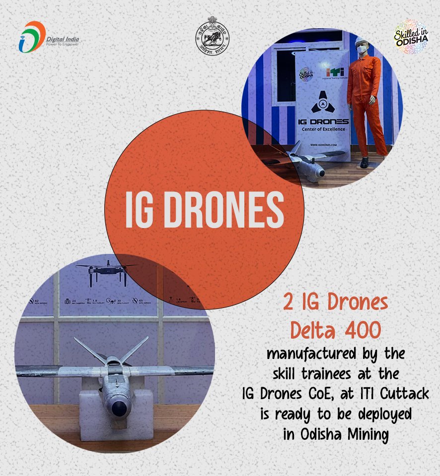 The drones can be airborne for long endurance operations and used for surveying &amp; mapping with accuracy in sub cm level!

@IGDrones, <a href="/ITI_Cuttack/">ITI_Cuttack</a>, <a href="/odisha_mining/">Odisha Mining Corporation</a>, <a href="/skilled_odisha/">Skilled in Odisha - OSDA</a>