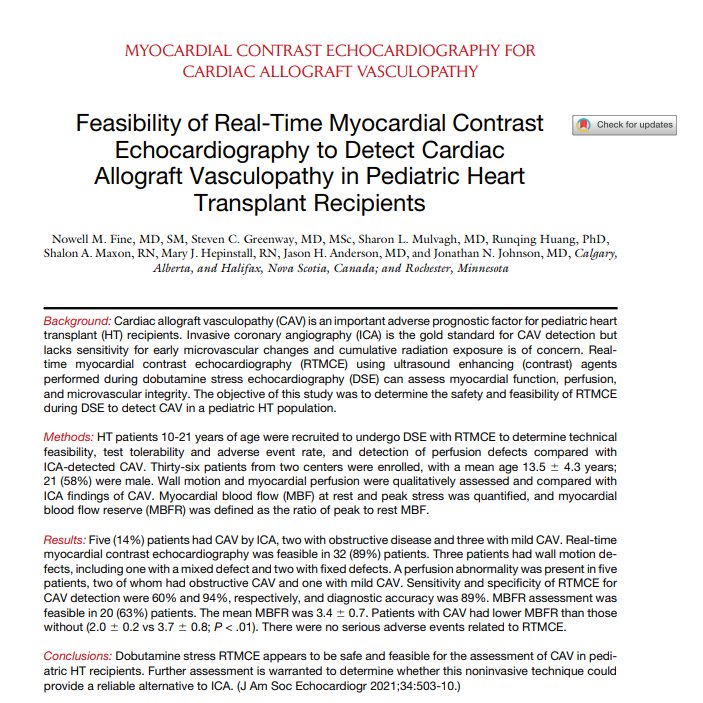 VLSorrellImages's tweet photo. Here's my #JADEL recommended reading from @JournalASEcho:
In this prospective study of young adults after OHT, RTMCE is able to detect CAV; accuracy 89%; sens 60%
One step closer to a 'non-invasive' future for this dz?
#MoreWorkNeeded https://t.co/py2xS9iXsN