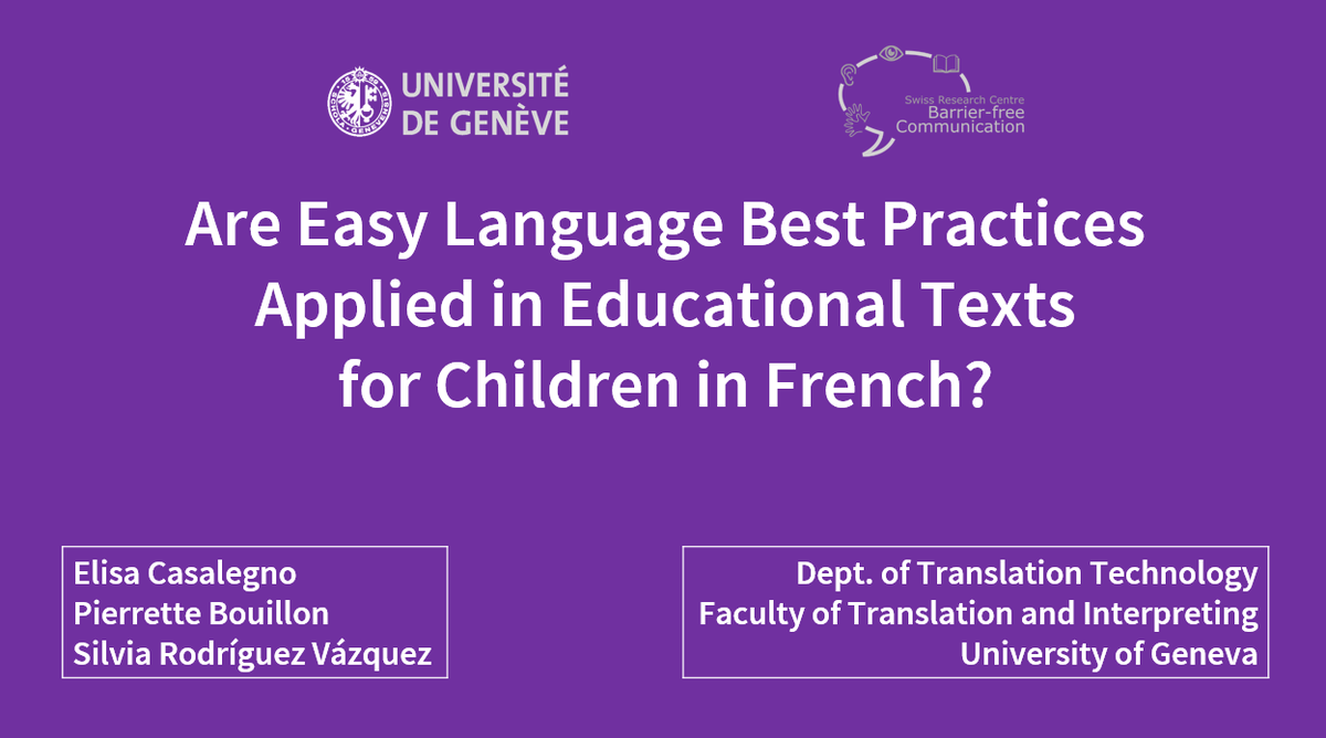 elisa_woodhouse's tweet photo. Just finished presenting our study "Are Easy Language Best Practices Applied in Educational Texts for Children in French?" at #IELD conference on #easytoread
Now I can focus on the other participants' engaging presentations!
@SilviaRV @Pa_Canavese @ale_rossetti89 https://t.co/aeYlfhzdZH