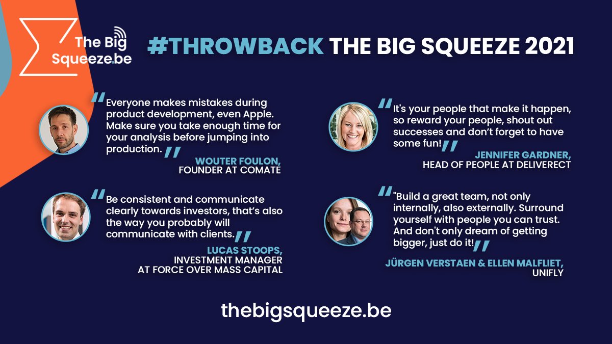 Already 2 weeks ago #TheBigSqueeze 2021 took place! Great startup tips for all you entrepreneurs out there 👇 &amp; much more on TheBigSqueeze.be 💡 
❓ 𝗪𝗵𝗼 𝘀𝗵𝗼𝘂𝗹𝗱 𝗯𝗲 𝗼𝗻 𝗼𝘂𝗿 𝗲𝘅𝗽𝗲𝗿𝘁 𝘀𝗵𝗼𝗿𝘁 𝗹𝗶𝘀𝘁 𝗳𝗼𝗿 𝟮𝟬𝟮𝟮? 
⏳ #ThrowbackThursday