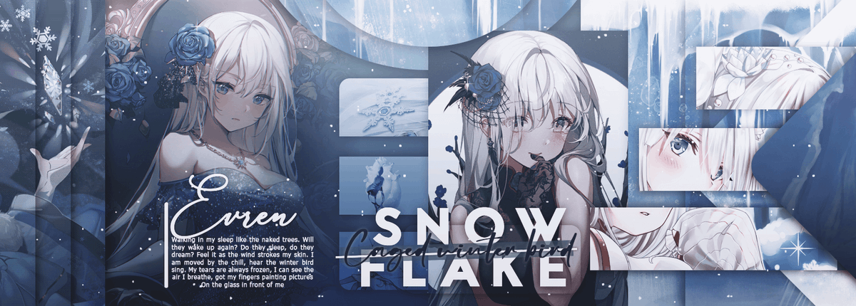 •━━━━━━ •❅๑❉๑❅• ━━━━━━•
    Shᥲkᥱ off thᥱ frost ιᥒsιdᥱ mყ soᥙᥣ
                     Thᥱ ιᥴყ fιᥒgᥱrs 
              Trყιᥒg ᥒot to ᥣᥱt mᥱ go

➤ Original character
➤ Fantasyverse
➤ Lit &amp; desc

                      ꧁↺ &amp; ♡꧂