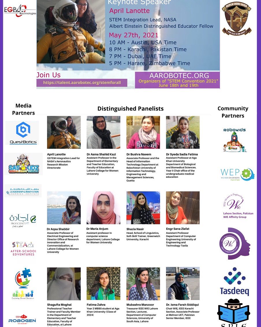 Join us today to hear from Women in STEM Careers about their views on how to make STEM accessible for all. 

1 hour panel discussion on May 27, 2021 at 10 am Houston, 8 pm Pakistan time.

Join Zoom meeting: lnkd.in/eJ2CWzs

Join our community to play role in inclusivity.