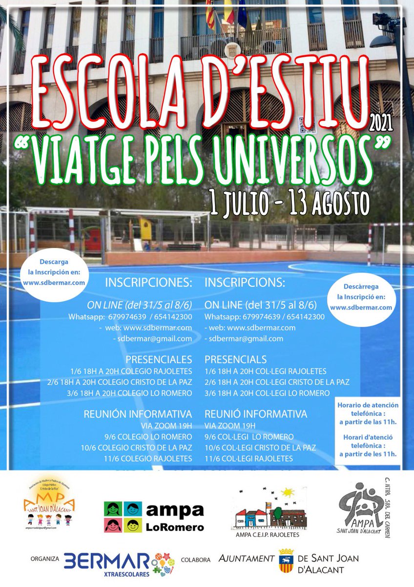 bermarsd's tweet photo. ¿Te apetece vivir una aventura irrepetible?💥

Pues ya está aquí la Escuela de Verano "Viatge pels Universos"🪐💫

Las aventuras están aseguradas pero ¡CORRE!, que la nave está a punto de despegar🚀

Para más información:
📱 679974639 / 654142300

#verano #escuela #diversion https://t.co/OqmhYxPvkp