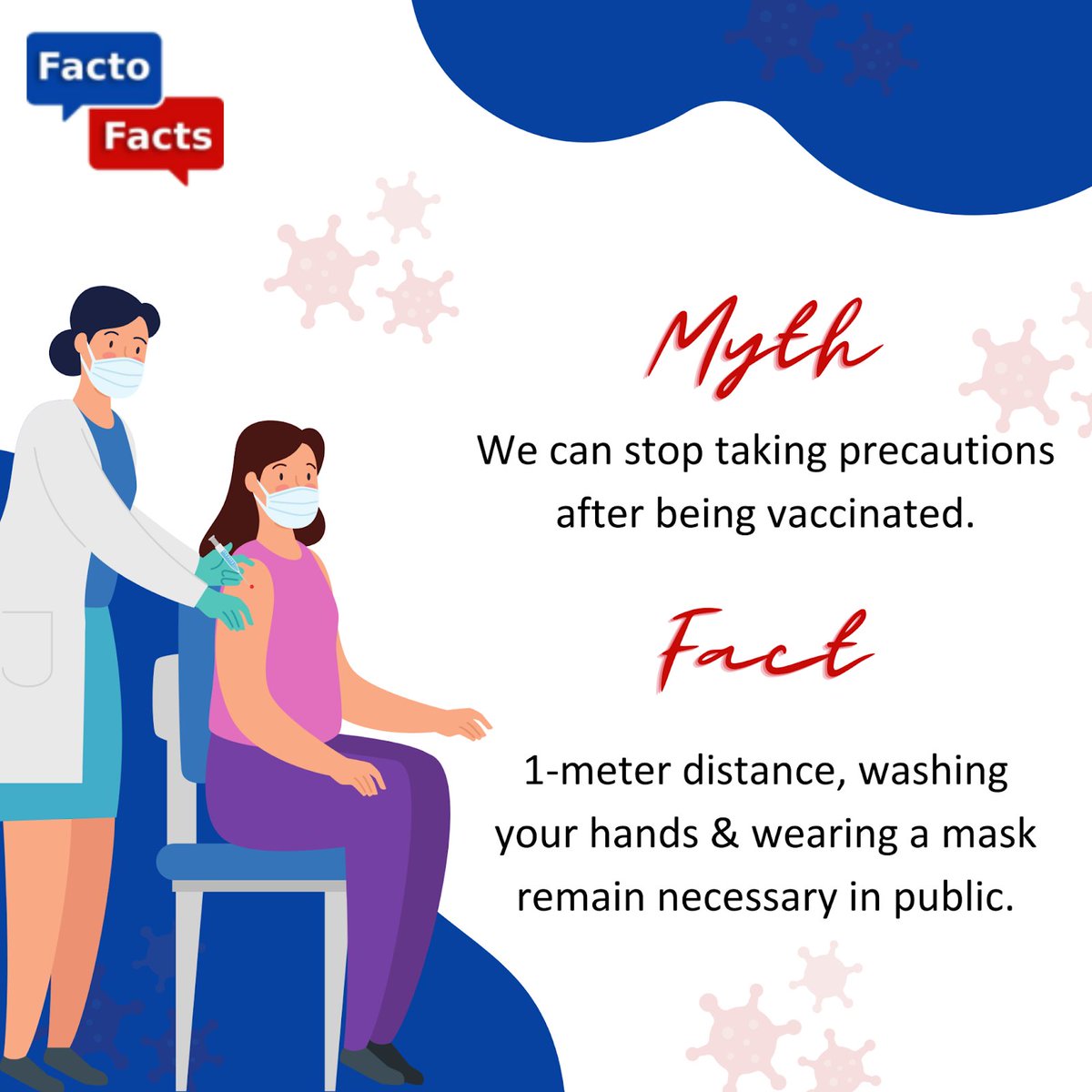 thefactofacts's tweet photo. Following the covid-19 protocols is essential even after you get vaccinated. Of course, you have reduced the chances of being affected, but it doesn’t mean you are completely safe. 
--
#factofacts #facts #interestingfacts #amazingfacts #lifefact #vaccinated #vaccinefacts https://t.co/LZH7017bOx