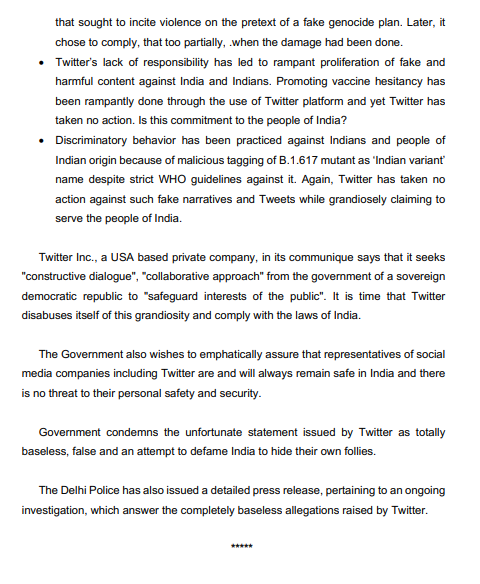 ANI's tweet photo. Twitter’s statement is an attempt to dictate its terms to the world’s largest democracy. Through its actions and deliberate defiance, Twitter seeks to undermine
India’s legal system: Ministry of Electronics and Information Technology https://t.co/WyGumYToYv