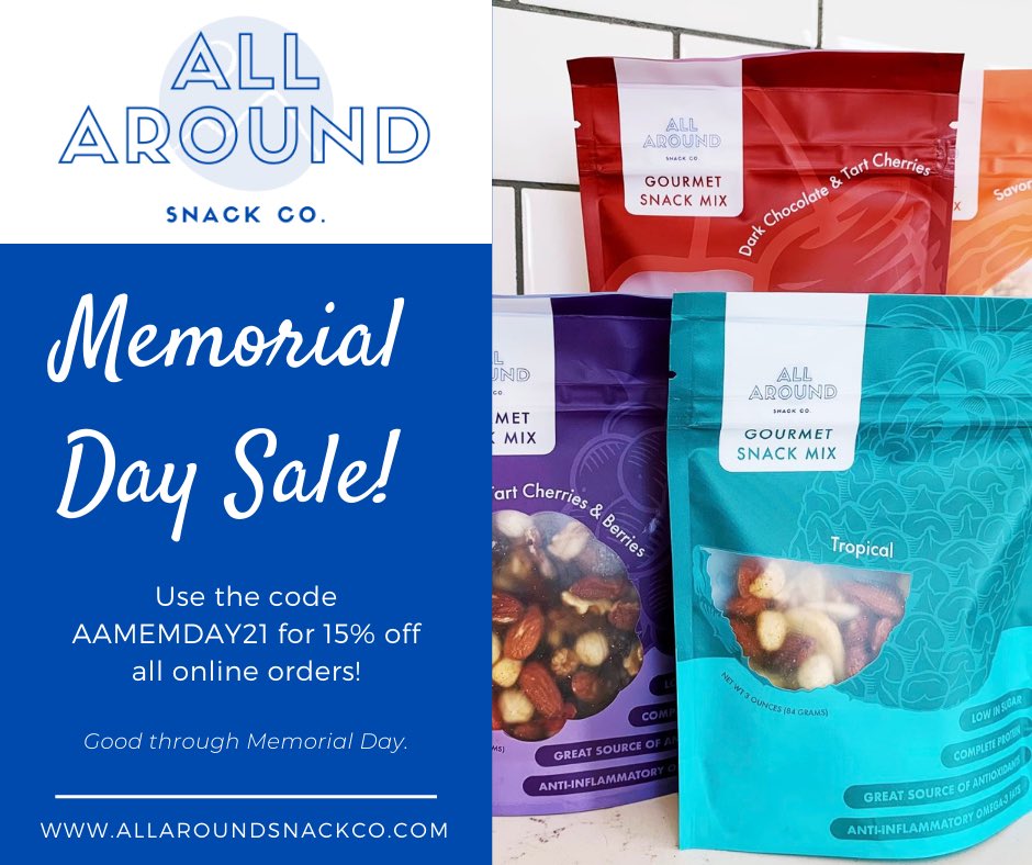 Happy Memorial Day weekend!! Enjoy some Gourmet Snack Mix from All Around Snack Co. all weekend long!