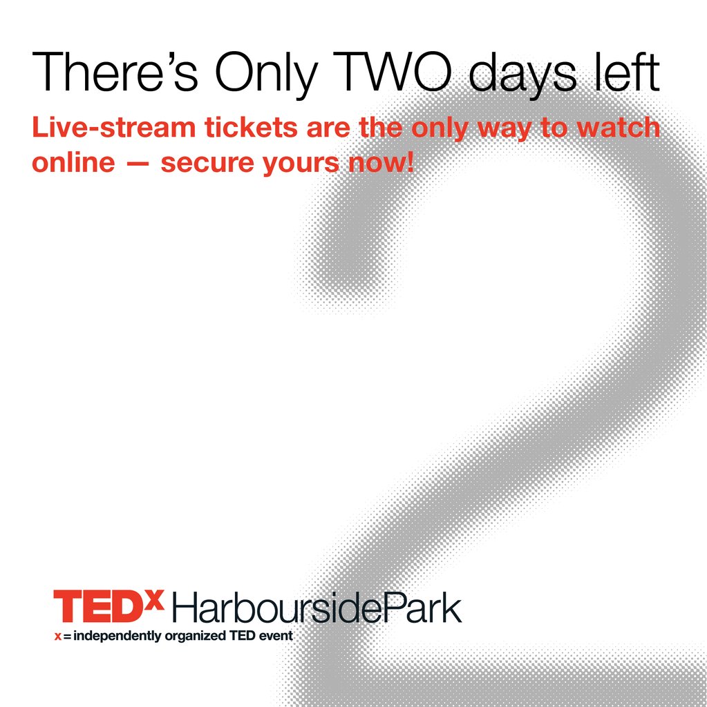 TEDxHarbourside's tweet photo. ⏰ Whoa! 2 sleeps ‘til Show Night! ⏰

Live-stream tickets are the only way to watch! Don’t sleep on securing your live-stream show tickets, artisan food/beverage delivery, and TEDxHP swag here https://t.co/Tcrwuv8xuq

Join us to create space for ideas worth spreading on May 29! https://t.co/KnXN93jlfF