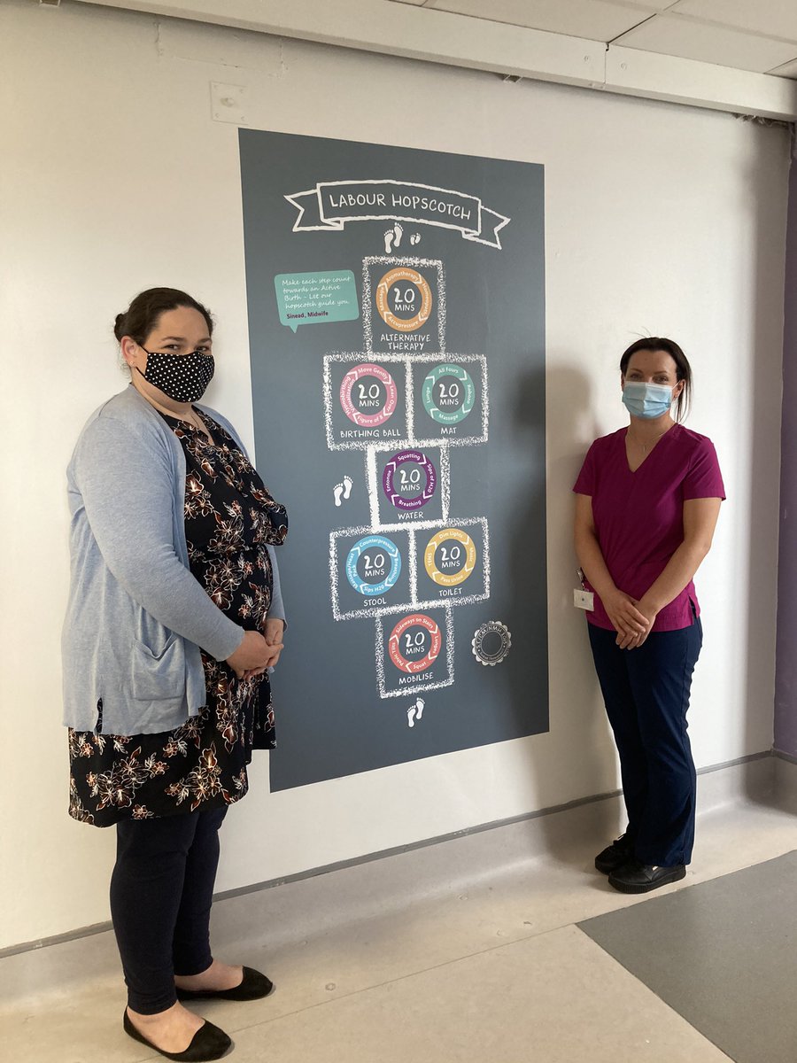 RevillesMaureen's tweet photo. MRHP Midwifery team delighted to have our @labourhopscotch stations in place. Great tools to assist mothers #normallabour Great work by @seiswansue Susan O’Callaghan cAMP to bring this to fruition for women. Since thanks to Sinead Thompson @Labourhopscotch @NWIHP https://t.co/W0WDp5QBlK