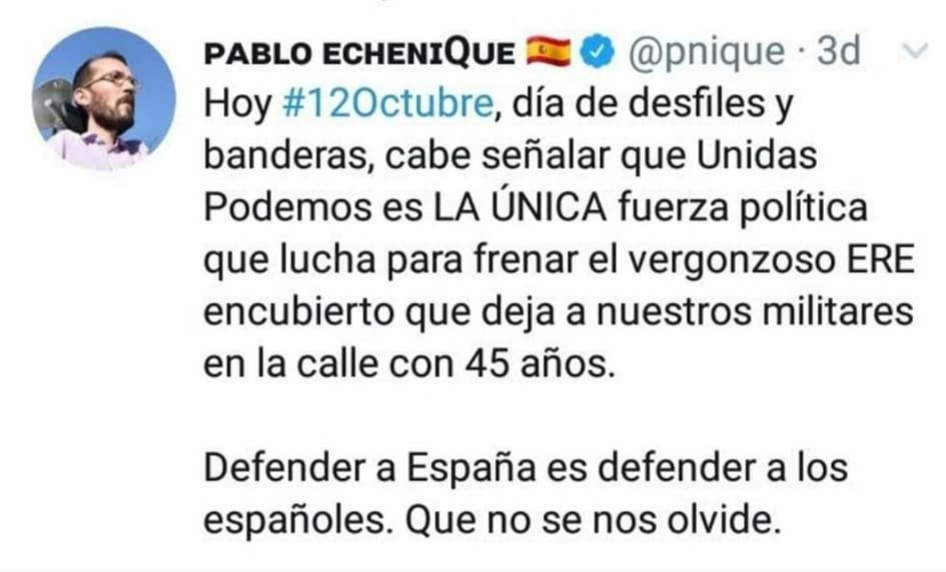 santi544's tweet image. Mucha palabreria @PabloEchenique  junto a @PabloIglesias ya teneis vuestra paga vitalicia pero las promesas no se cumplen,los que vivimos en Vallekas no olvidanos,MENTIROSOS,las urnas os esperan #leycarreramilitarunica  #nosotroslossoldados