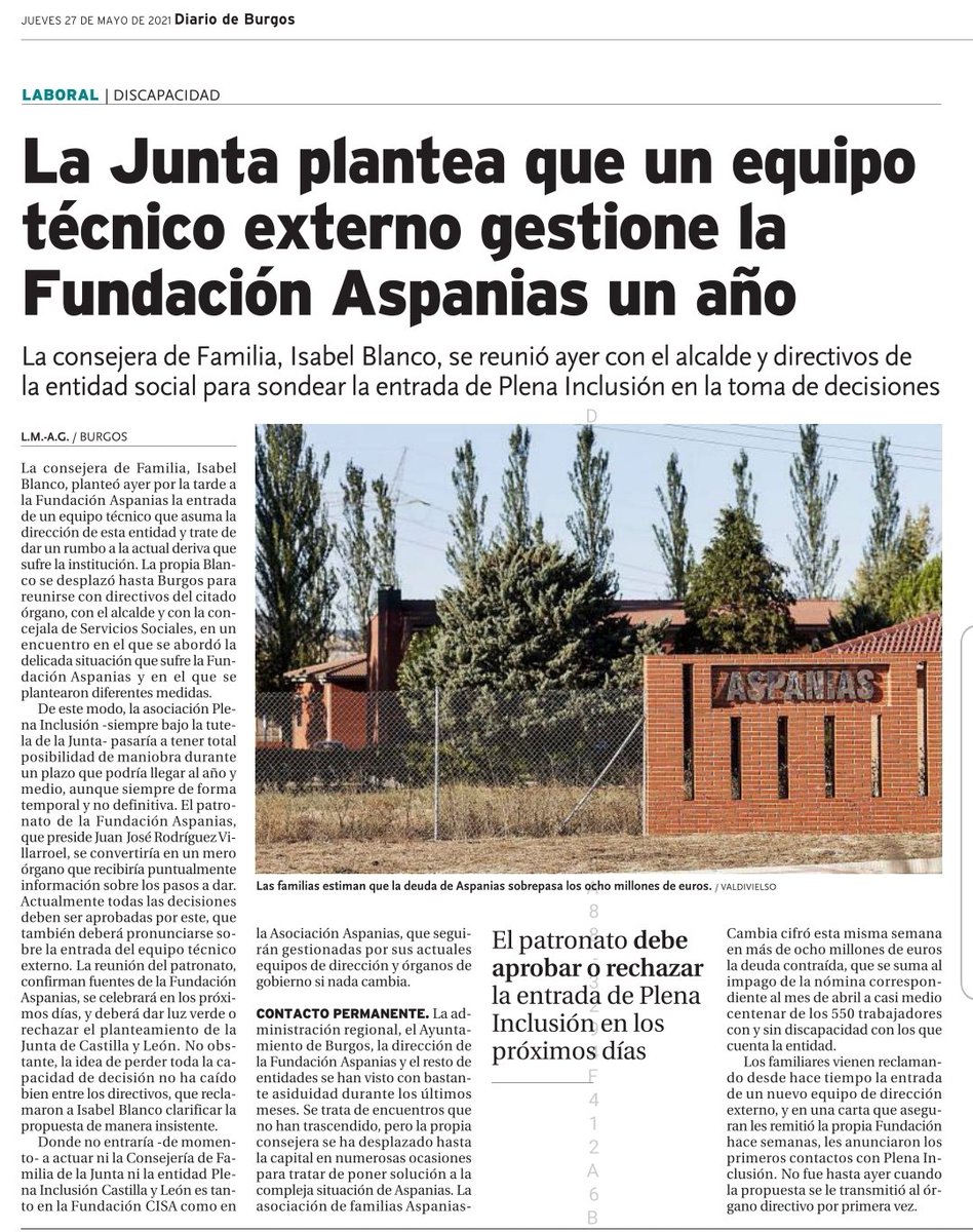 ugtenaspanias's tweet photo. Lo único que esperamos de los miembros del Patronato de la Fundación @AspaniasBurgos es que firmen el plan de rescate y después dimitan en bloque para poder renovar de verdad ASPANIAS. https://t.co/xpBbVbaIZN