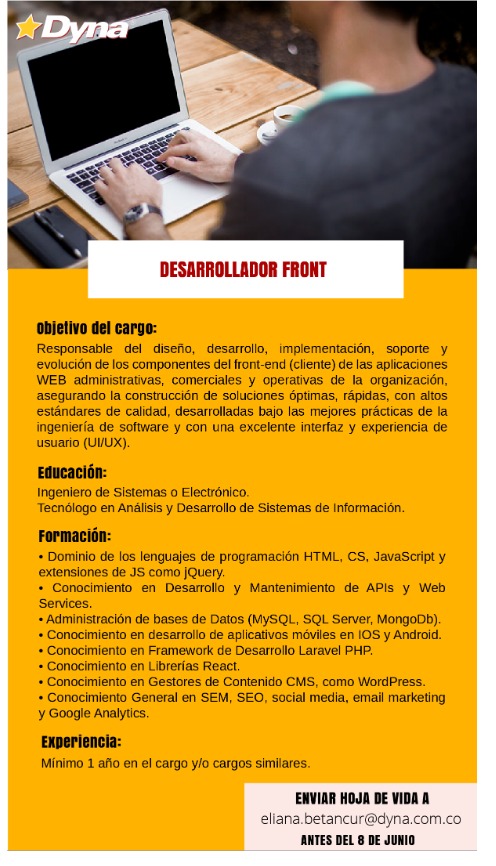 dyna_cia's tweet photo. #TrabajoSiHay En #Dyna te buscamos #Tecnología https://t.co/xM2D1hOpqS