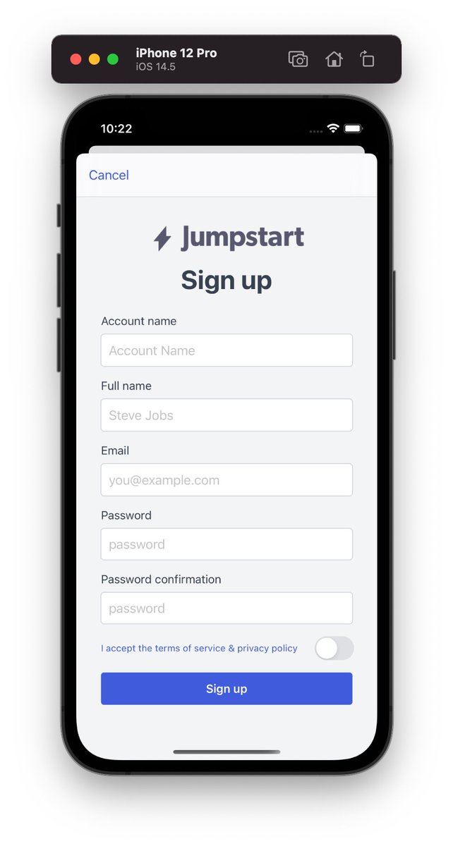 excid3's tweet photo. 📱 Shipped native registration for Jumpstart Pro iOS last night!

Really impressed with how smooth it is to add native views like this with Hotwire. https://t.co/g3M4W7jj9L