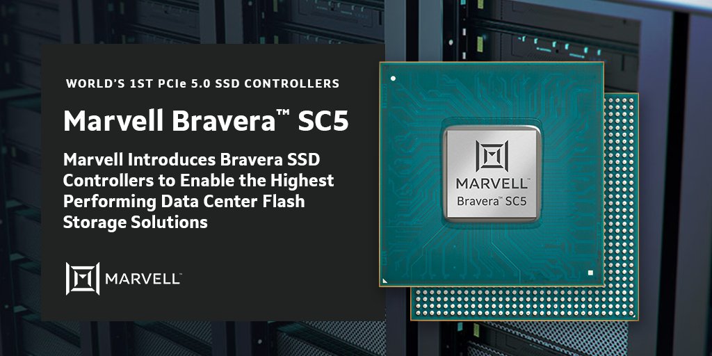 MarvellTech's tweet photo. Bravera SC5 is designed to enable the highest performing data center flash storage solutions for the cloud. Read our latest press release: https://t.co/TGcLXSYxw6 
@msPartner, @Facebook, @KIOXIAAmerica, @AMD, @intel, @RenesasGlobal https://t.co/fx6AegIfOA
