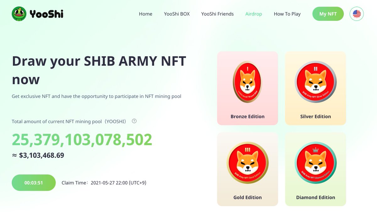 yooshi_official's tweet photo. #YOOSHI SHIB ARMY NFT Airdrop Claim will be live in 3 mins!🔥

Claim Your #NFT👉 https://t.co/KXAK2vErdL

#YooshiArmy are you here? https://t.co/VM5N5fpv9o