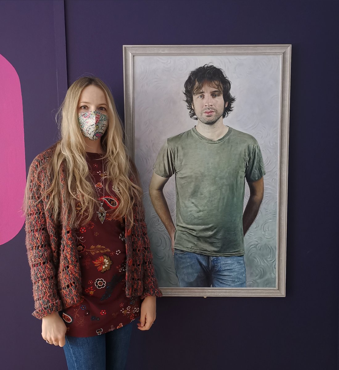 LauraQuinnH's tweet photo. My painting, Dylan, is now on display @FireWithinWigan. ‘Dylan’ is a portrait of my husband, painted in 2015. It won first prize at the St Helens Open that year, as well as the Art Academy Award at the Artists &amp; Illustrators Artists of the Year Awards in 2016. Open Wed-Sat 11-3. https://t.co/eH07jRjIav