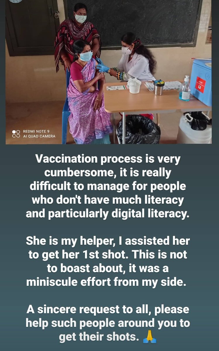 akhibnsl's tweet photo. #TheRightStep

It was difficult for me to convince my maid to get the vaccine. But somehow, I convinced her, and took her to the nearby vaccination center for her 1st dose.

Requesting all to extend help to your helpers!

Attached my insta post. https://t.co/Vw7ayLeGr3
