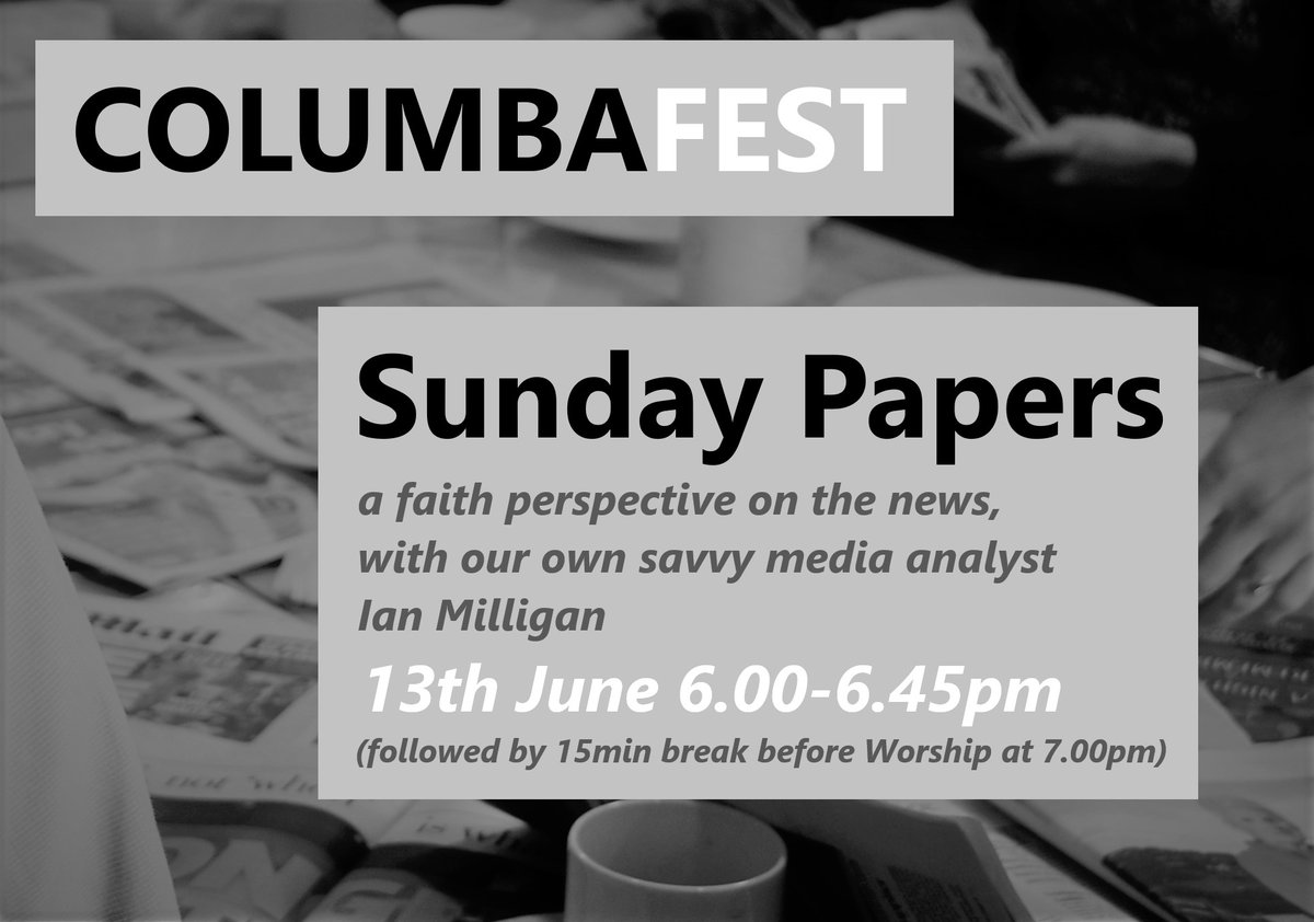 wee_wonderbox's tweet photo. SUNDAY PAPERS. Prayer &amp; Politics. Open minds and all opinions welcome at our final, fabulous programme addition and ColumbaFest favourite.

https://t.co/MXrkhMthIe https://t.co/X6QUYQznP7