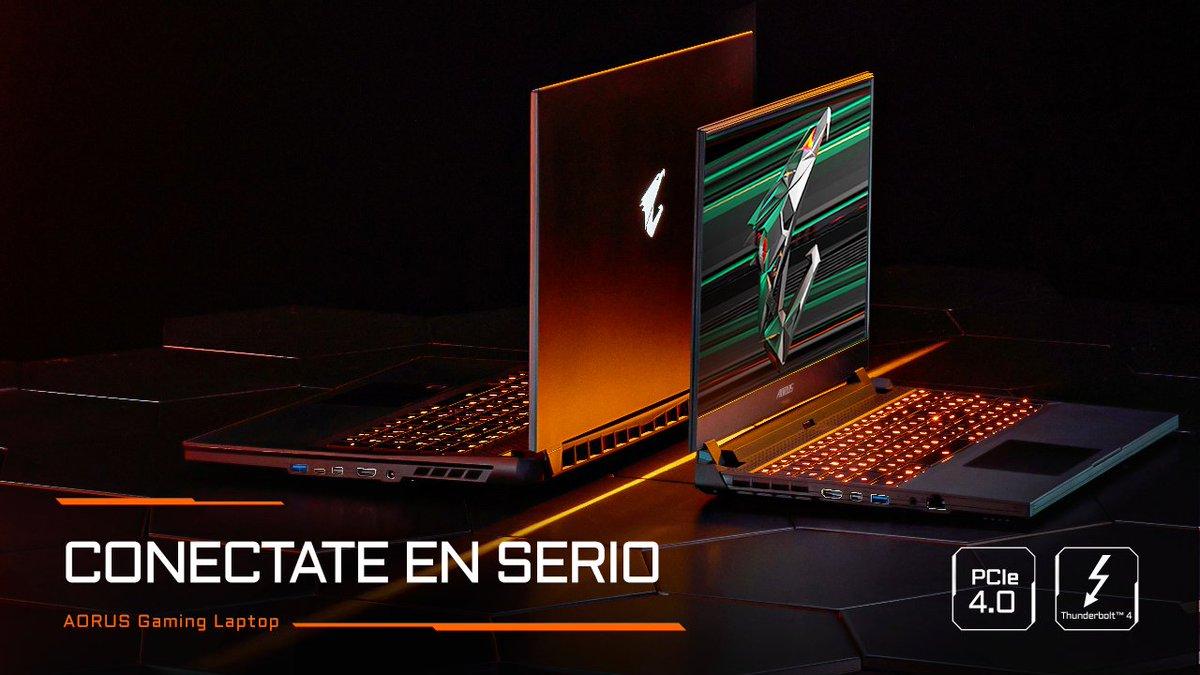 AORUSLATAM's tweet photo. Que no te pare nadie! 
PCIe 4.0 y Thunderbolt 4 en las laptops AORUS &amp; AERO para Gamers y Creadores
#intel11gen #RTX30 #gaminglaptop #PCIe4 https://t.co/cMVtUDOn41