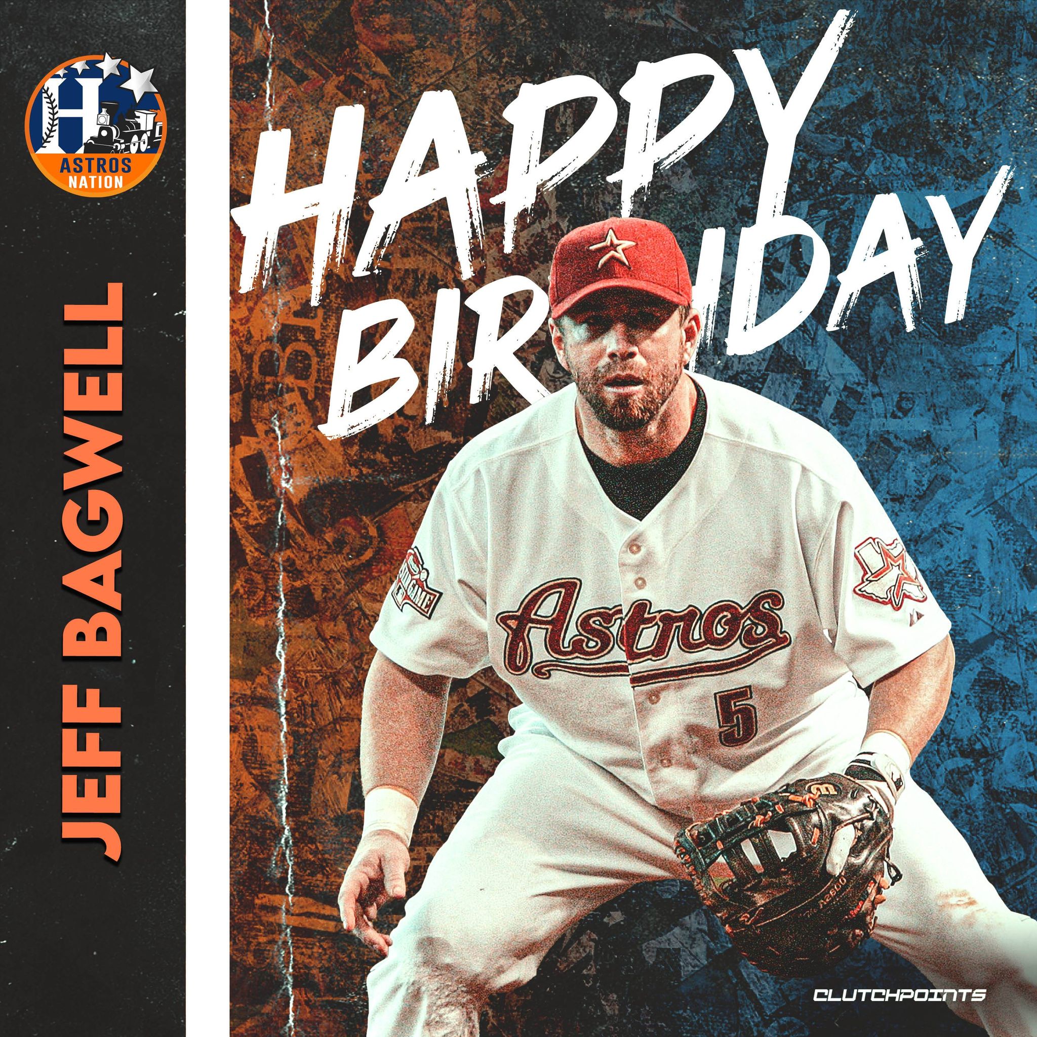 Join Astros Nation in greeting
HOFamer, MVP, ROY & 4X ALL-STAR \"Baggy\" Jeff Bagwell a Happy 53rd Birthday!  