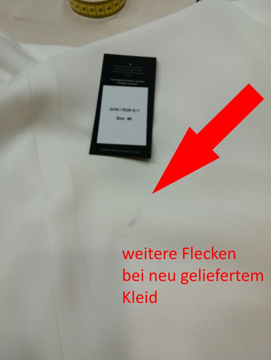 BrautmodeEssen's tweet photo. #Kollegenhinweis #Brautmoden: Betrug durch #NickyVankets? Aufgrund #Qualitätsmangel (Fotos; Flecken/Löcher) u. #Reklamation fehlt die Gutschrift. Ware-Anzahlung nicht zurückgezahlt. #Vorsicht geboten. Unfassbares Verhalten. #BrautmodenMarke #Nicky #Vankets in #Hasselt #Antwerpen https://t.co/n78NZGKvI4