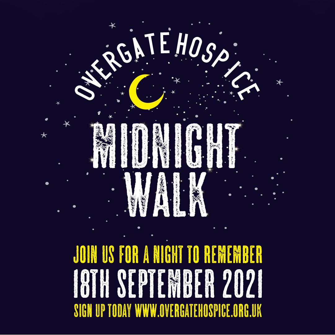 OvergateHospice's tweet image. 🎉 Events are back &amp;amp; we can't wait 🎉 Join us on Saturday 18th September as we bring back our biggest event of the year ⭐️ Midnight Walk 🌙 Get your family &amp;amp; friends to take on this challenge with you &amp;amp; let's make it a night to remember! Sign up today buff.ly/38vj97f