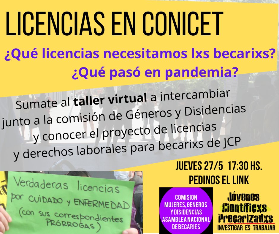 JcpBuenosaires's tweet photo. ‼️HOY iniciamos los talleres de derechos laborales

⏰17.30hs - Taller virtual "Licencias en CONICET"
🔗Link por MD o jcp.buenosaires@gmail.com

Acercate a conocer las licencias que conquistamos, las que nos faltan y el proyecto de derechos laborales de JCP

#InvestigarEsTrabajar https://t.co/19vXk7865s