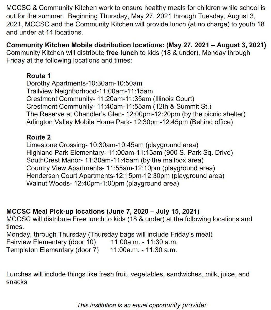 2021 Summer Food Service Program starts today 5/27!