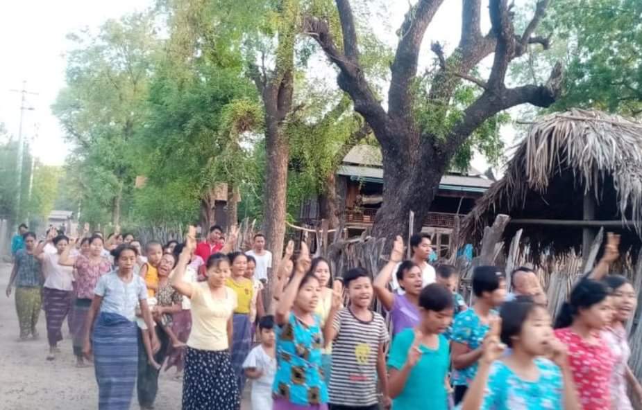 CoffeeDewy's tweet photo. Boycotting Junta Slavery Education Strike by the villagers of Kyauk Phyu Taing Village, Salingyi!!!

#May27Coup #WhatsHappeningInMyanmar https://t.co/6CaGmsgXPQ