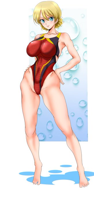 競泳水着・ダージリン 
(昨日のつづき。ちょっと塗りました)
 #gulpan 