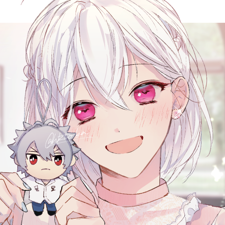 1girl smile blush white hair character doll jewelry looking at viewer  illustration images