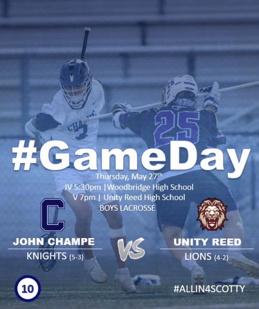 Last regular season game day for the Knights! 

JV @ Woodbridge <a href="/5/">Reserved</a>:30 
V @ Unity Reed <a href="/6/">Adrián Lamo</a> -&gt; (correction: not 7) 

#WinAndIn #AllIn4Scotty